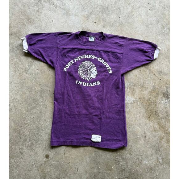 Vintage 1970s Purple Ringer Highschool Tee Size XS Indian Singers - Picture 1 of 7